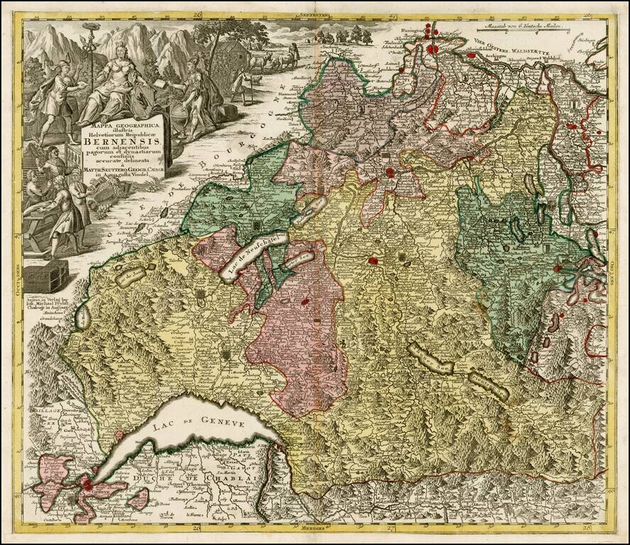Mappa Geographica illustris Helvetiorum Reipublicae Bernensis cum adjacentibus pagorum et dynastarium confiniis accurate delineata