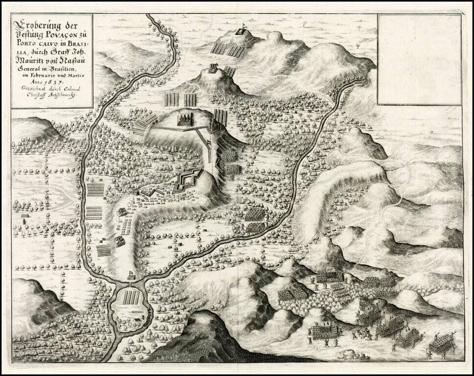 Eroberung der Vestung Povacon zu Porto Calvo in Brasilia, durch Graff Joh. Mauritz van Nassau General in Brasilien, im Febuario und Mario Anno 1637 . . .