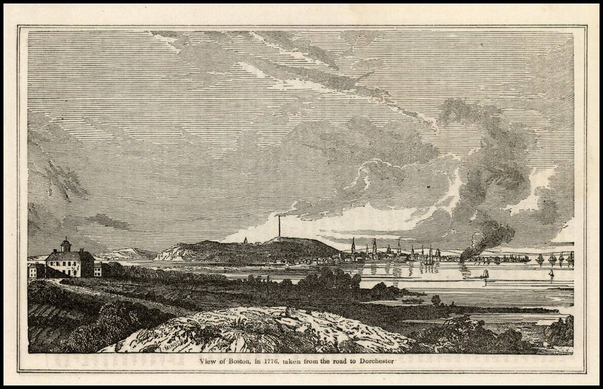 View of Boston in 1776, taken from the road to Dorchester