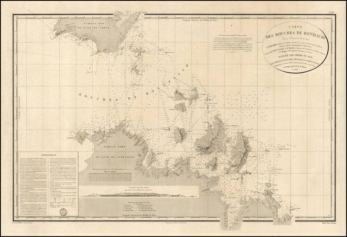 Carte Des Bouches De Bonifacio Levee a Dressee en 1821 et 1822 Par M. De Hell . . . 1823