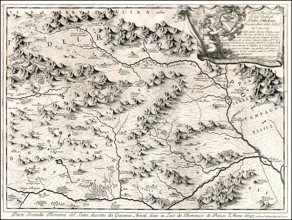 Parte Seconda Terresta del Latio, descritta da Giacomo Ameti, data in Luce da Domenico de Rossi l'Anno 1693