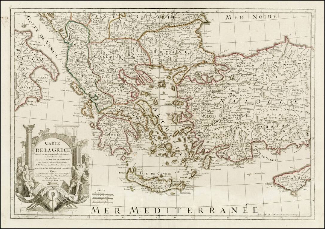 Carte de la Grece Dressee sur un grand nombre de memoires anciens et nouveaux, Sur ceux de Mrs. Whele et Tournefort . . . 1780  [includes Cyprus]