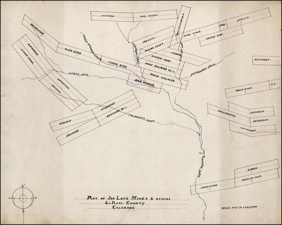 Plat of Job Lots Mines & Others, La Plata County, Colorado