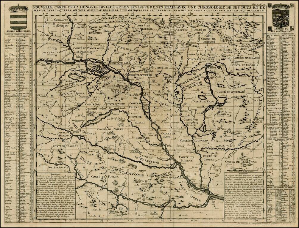 Nouvelle Carte De La Hongrie Divisee Selon ses Differents Etats, Avec une Chronologie De Ses Ducs et de ses Rois . . .