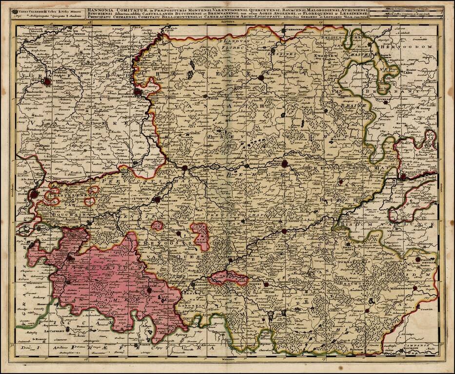 Hannonia Comitatus, in Praeposituris Montensi, Valentianensi, Quercetensi, Bavacensi, Malobodiensi, Athuniensi, Binchiensi . . .