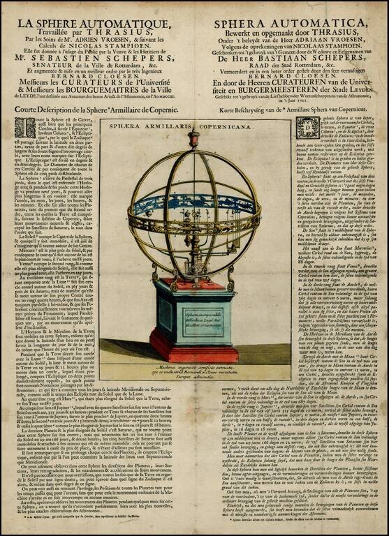 Sphaera Armillaris Copernicana  [Rare Broadside of the Leiden Sphere]