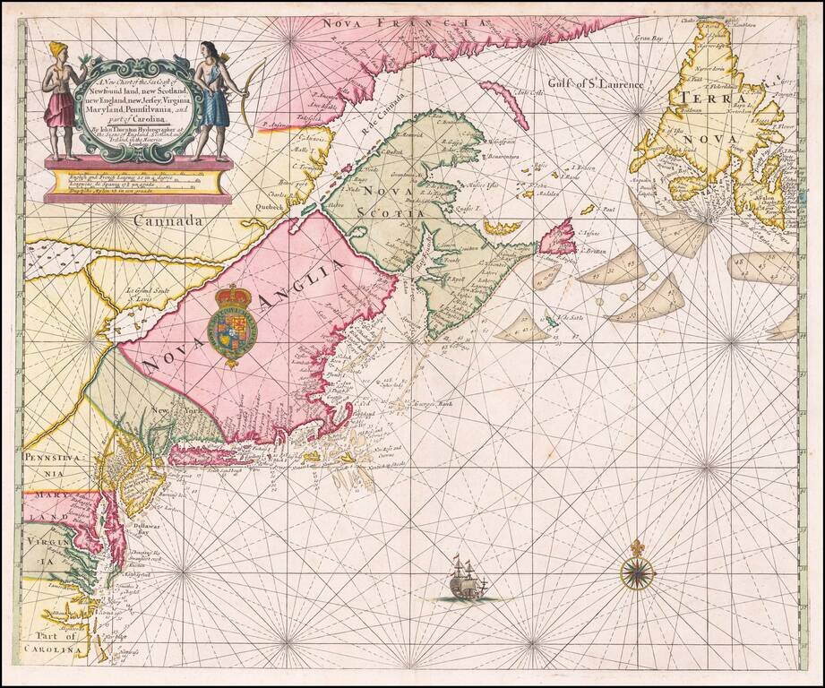 A New Chart of the Sea Coast of Newfound land, new Scotland, new England, new Jersey, Virginia, Maryland, Pennsylvania, and part of Carolina . . .