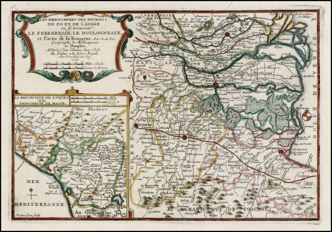 Les Embouchures Des Rivieres Du Po et De L'Adige ou se trouvent Les Ferraresse, Le Boulognesse et Parties de la Romagne . . . 1705