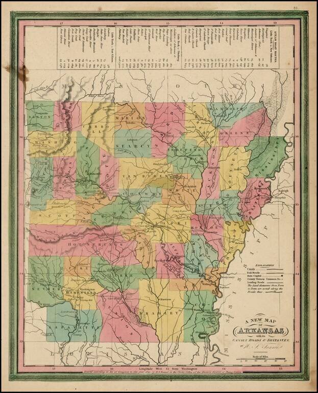 A New Map of Arkansas with its Canals Roads & Distances