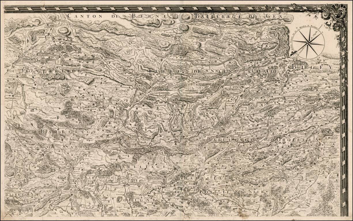 [Untitled Map of Part of Switzerland in the area of Canton Berne and Terre de Saint Claude]