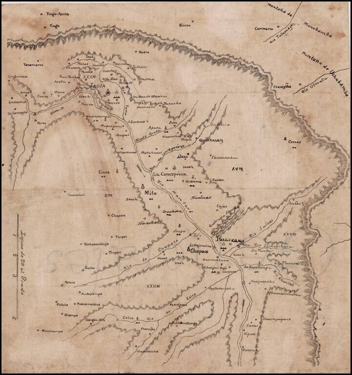 [Manuscript map of the Mantaro River Valley, Peru]