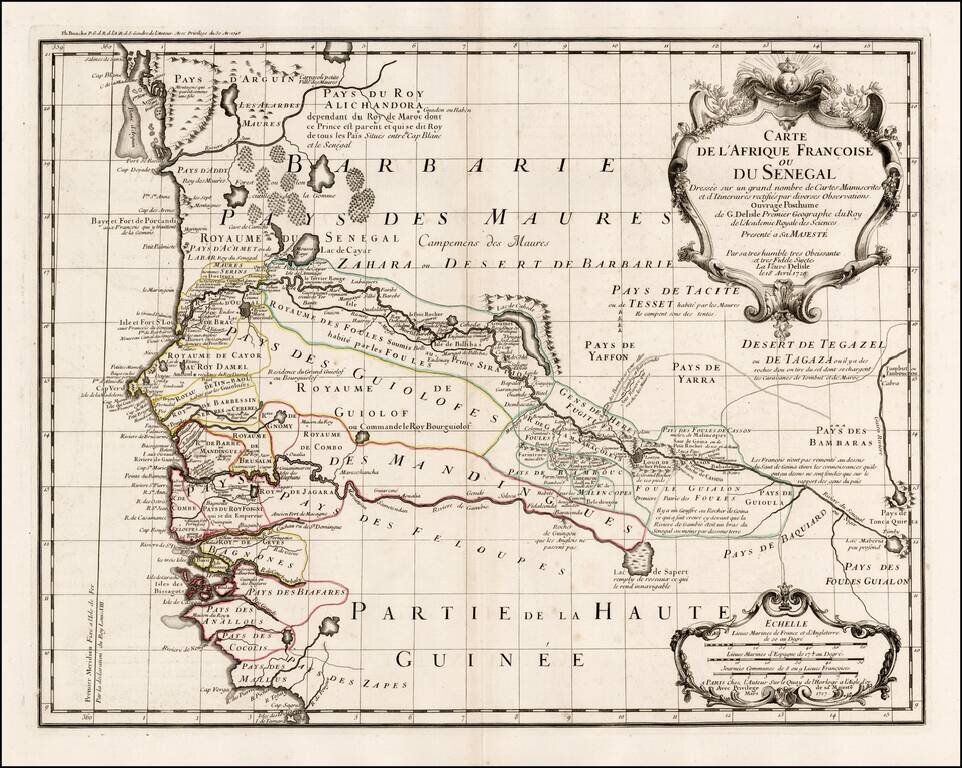 Carte De L'Afrique Francoise ou Du Senegal . . . 1726