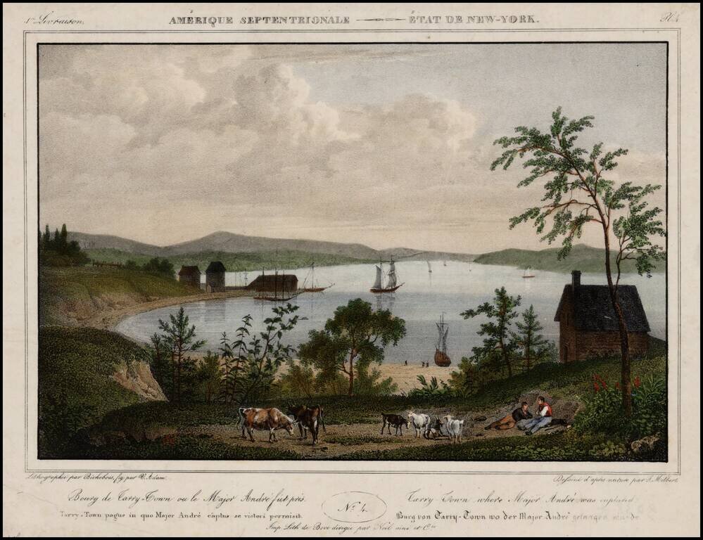 Tarry-Town where Major Andre was captured (with titles in French, German and Italian)