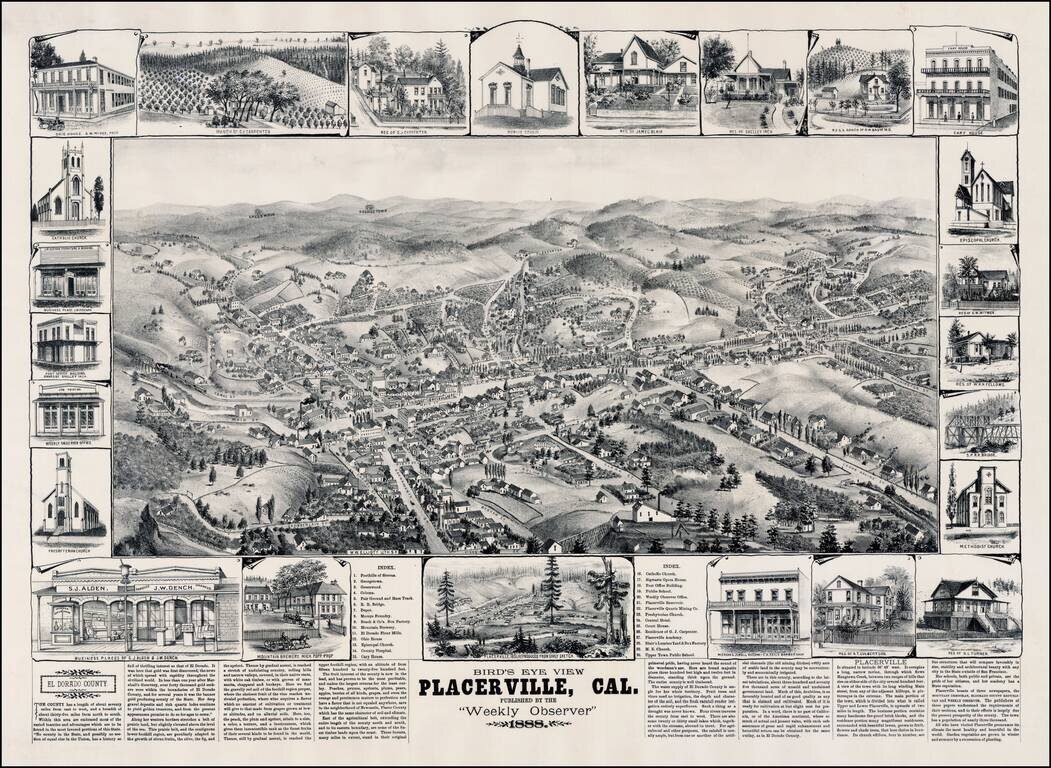 Bird's Eye View Placerville, Cal. Published By The Weekly Observer 1888.