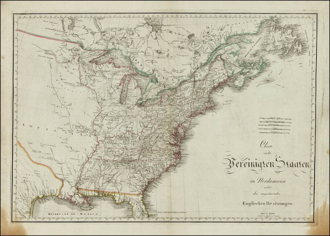 Charte von den Vereinigten Staaten in Nordamerica nebst den angranzenden Englischen Besitzungen