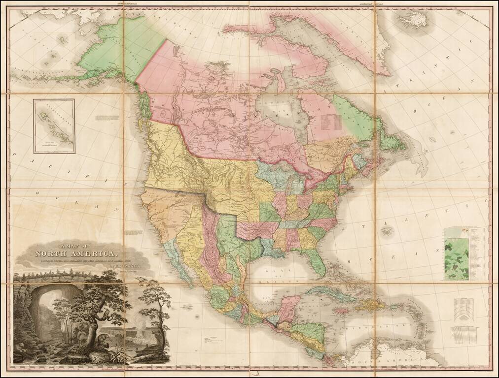 A Map of North America, Constructed According To The Latest Information: by H.S. Tanner.  Improved to 1825  [Case Map]