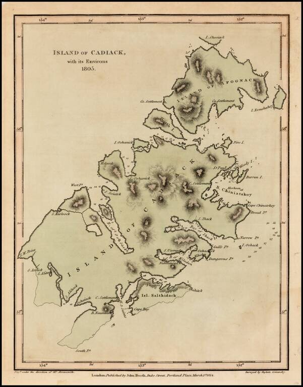 Island of Cadiack, with its Environs.  1805  (Kodiak Island)