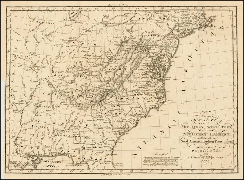 Neue Charte von den Mittleren Westlichen und Sudlichen Landern der Nord-Americanischen Freistaaten . . . 1805