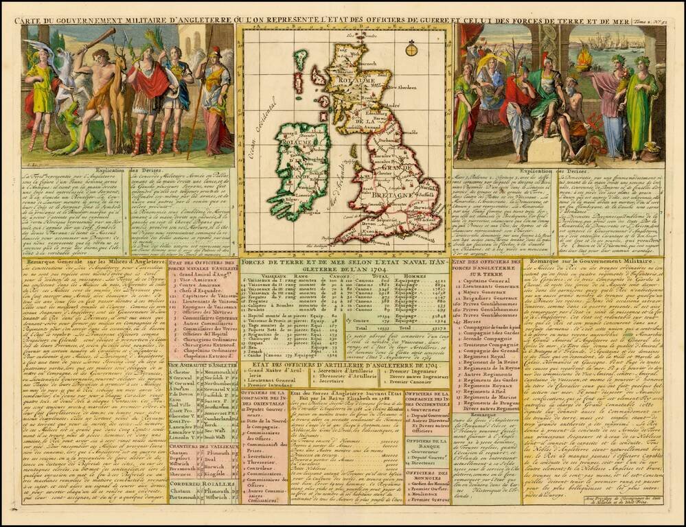 Carte Du Gouvernement Militaire D'Angleterre Ou L'On Represente L'Etat Des Officiers De Guerre Et Celui Des Forces De Terre Et De Mer