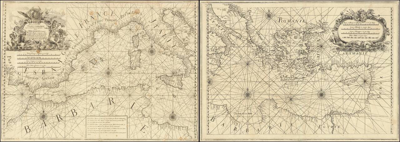 Nouvelle Carte de la Mer Mediterranee Juscques au Cap S. Vincent et Cap Cantin