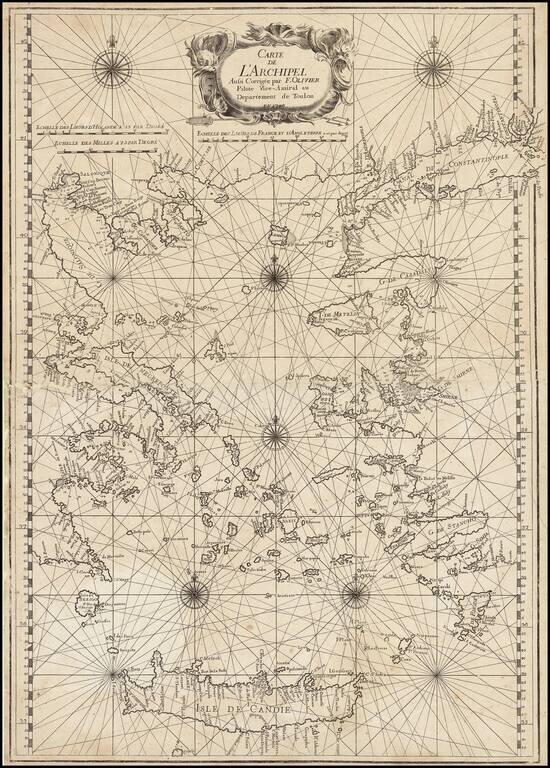 Carte de l'Archipel Aussi Corrigee par F. Olivier Pilote Vice-Admiral au Departement de Toulon en 1746.
