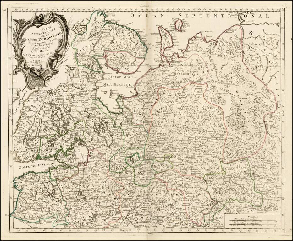 Partie Septentrionale De La Russie Europeenne ou sont distinguees exactement toutes les Provinces, d'apre le detail de l'Atlas Russien . . .