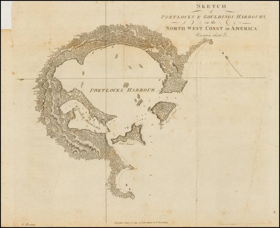 Sketch of Portlock's & Goulding's Harbour's, on the North West Coast of America