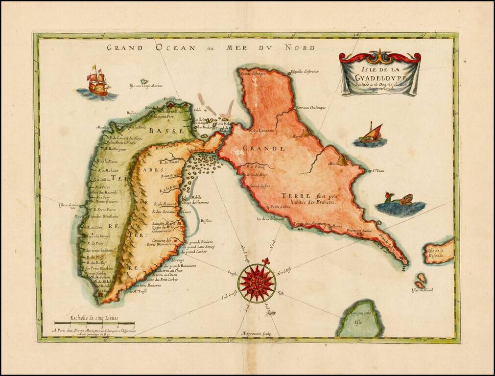 Carte De La Guadeloupe Scituee a 16 Degrez de Lat. Septentrionale