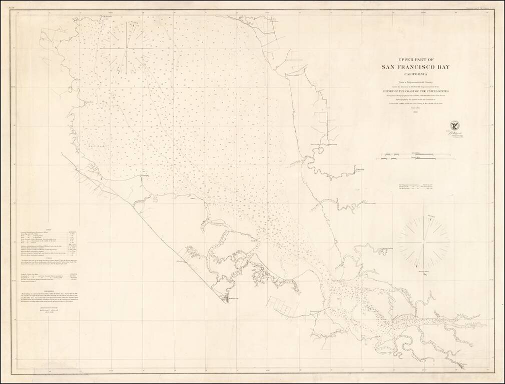 Upper Part of San Francisco Bay California From a Trigonometrical Survey under the Direction of A.D. Bache . . . Triangulation and Topography by R.D. Cutts & A.F. Rogers . . . Hydrography by the parties under the Command of Commander James Laden & Lieut. 