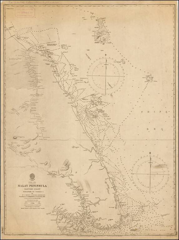 Malay Peninsula Eastern Coast.  Singapore to Tioman I.  By Mr. J. T. Thomson, Government Surveyor, 1849 . . . Additions by Mr Stanton, Master RN, 1860