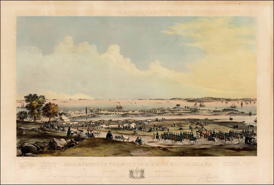 Encampment of the 2d Div of M.V.M. on Winter Island, Salem Harbor.