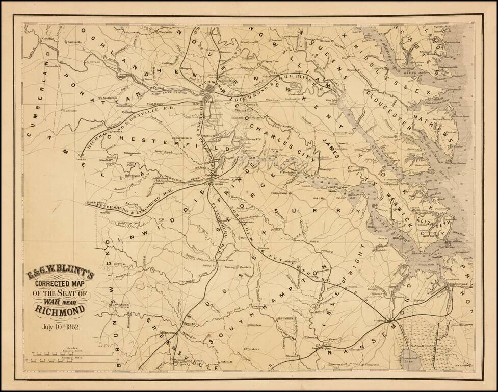 E & G.W. Blunt's Corrected Map of the Seat of War near Richmond July 10th 1862.