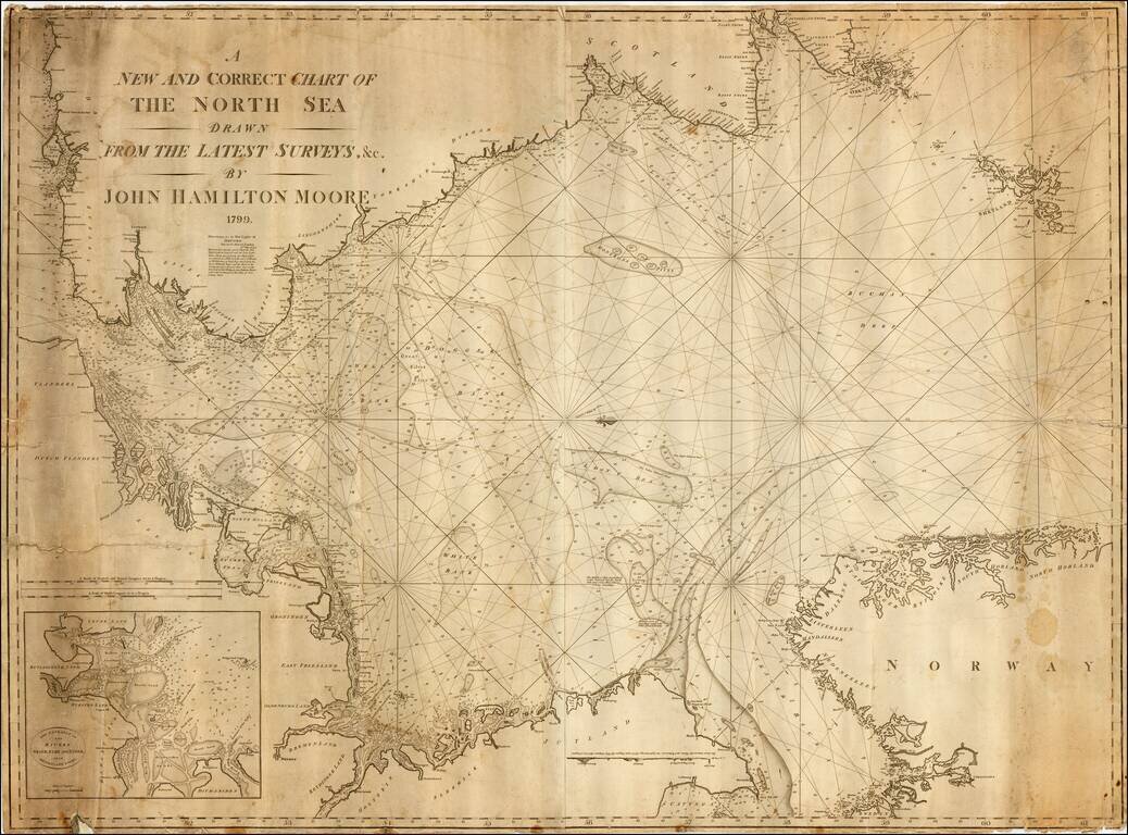 A New and Correct Chart of The North Sea Drawn From The Latest Surveys, &c.  By John Hamilton Moore.