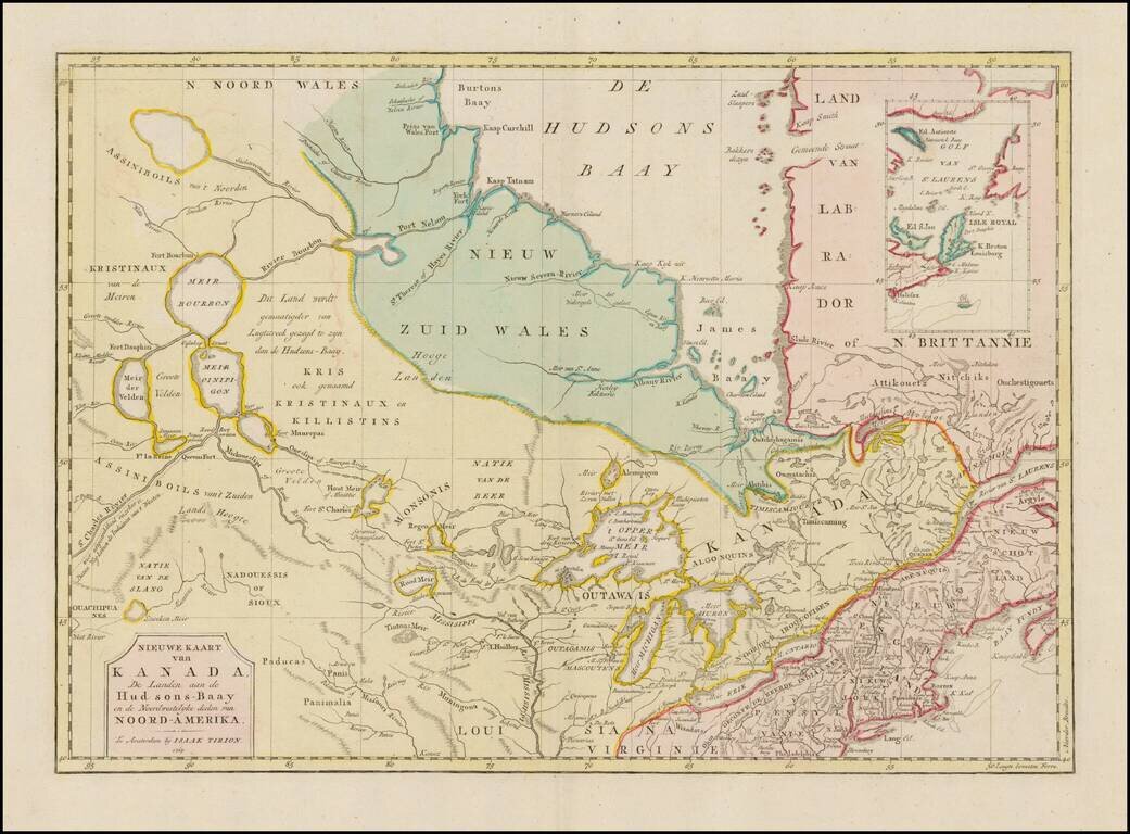 Nieuwe Kaart van Kanada, De Landen aan de Hudson's-Baay en de Noordwestelyke deelen van Noord-Amerika . . . 1769