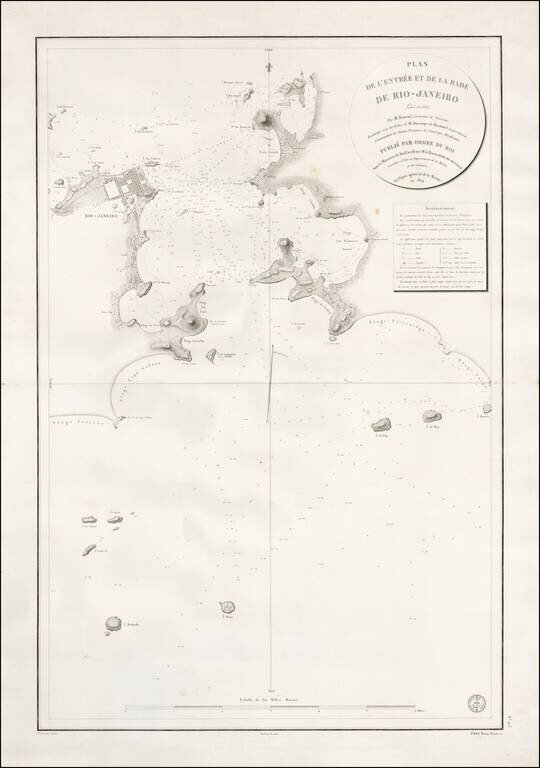 Plan De L'Entree et de la Rade de Rio-Janeiro Leve en 1826, Par M. Barral, Lieutenat de Vaisseau, Embarque sous les Ordres de M. Ducampe de Rosamel, Contre-Amiral, Commandant la Station Francaise de l'Amerique Meridionale. . . 1829.