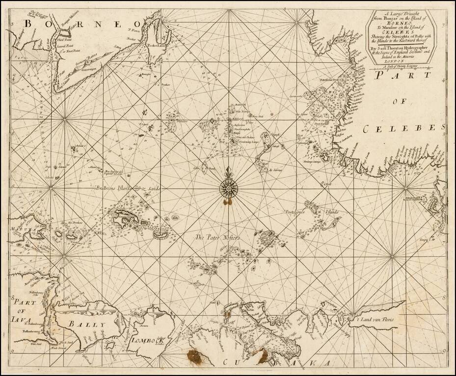 A Large Draught from Benjar on the Island of Borneo To Macasser on the Island of Celebes Shewing the Streight of Bally with the Islands to the Eastward thereof . . . .