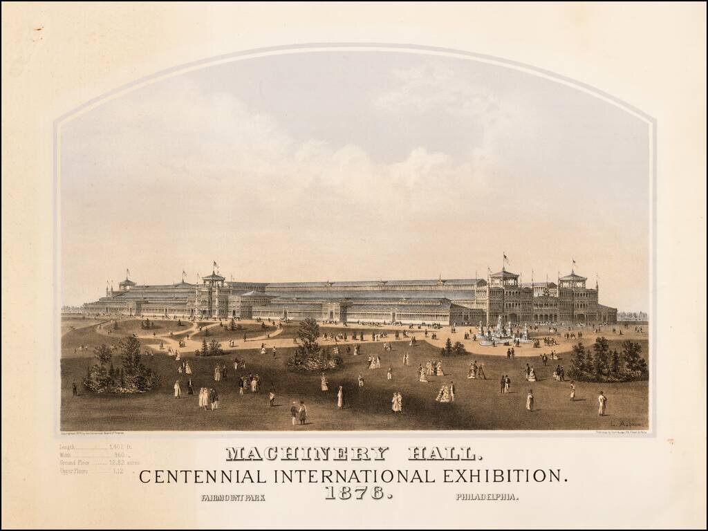 Machinery Hall.  Centennial International Exhibition.  Fairmount Park Philadelphia.  1876.