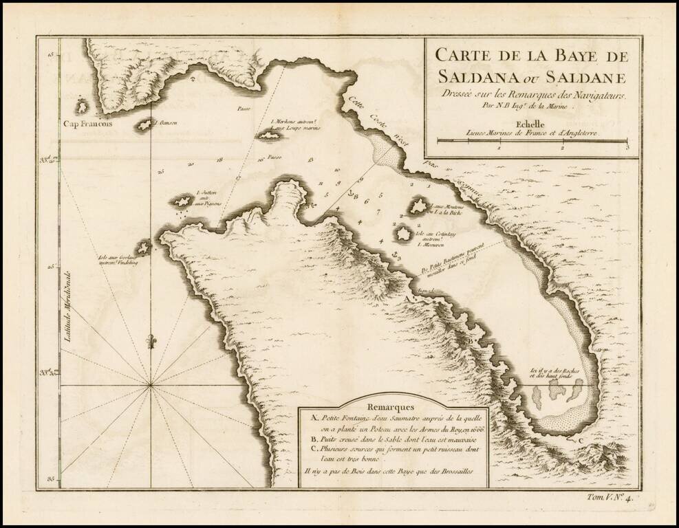 Carte de la Baye de Saldana ou Saldane Dressee sur les Remarques de Navigateurs . . .