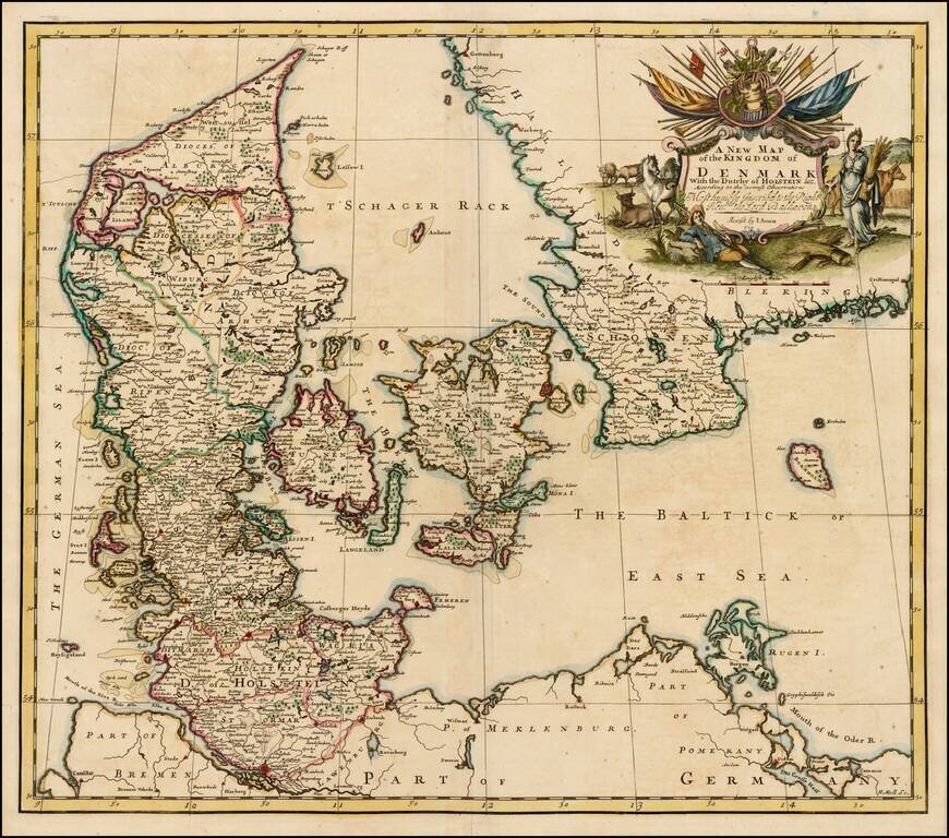 A New Map of the Kingdom of Denmark With the Dutchy of Holstein &c. . . . 1719