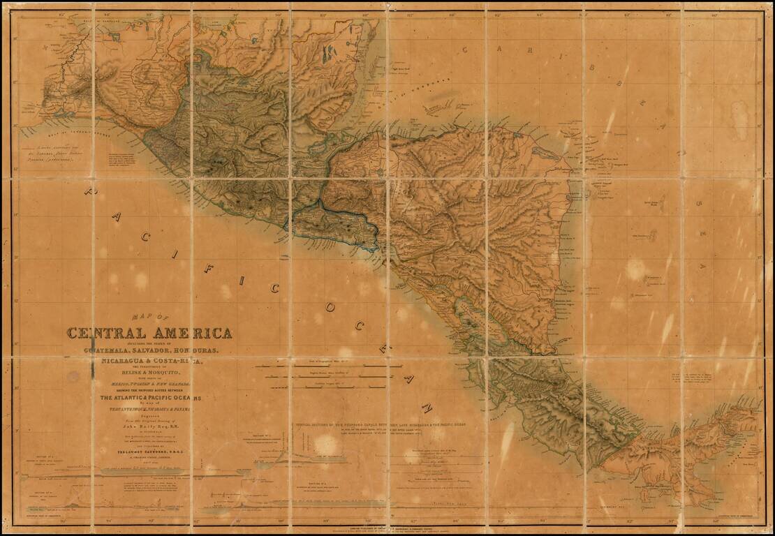 Map of Central America Including The States of Guatemala, Salvador, Honduras, Nicaragua and Costa-Rica, The Territories of Belise & Mosquito . . . Engraved from the Original Drawing of John Baily Esq. R. M. of Guatemala . . . 1850  (Annotated to Show Guat