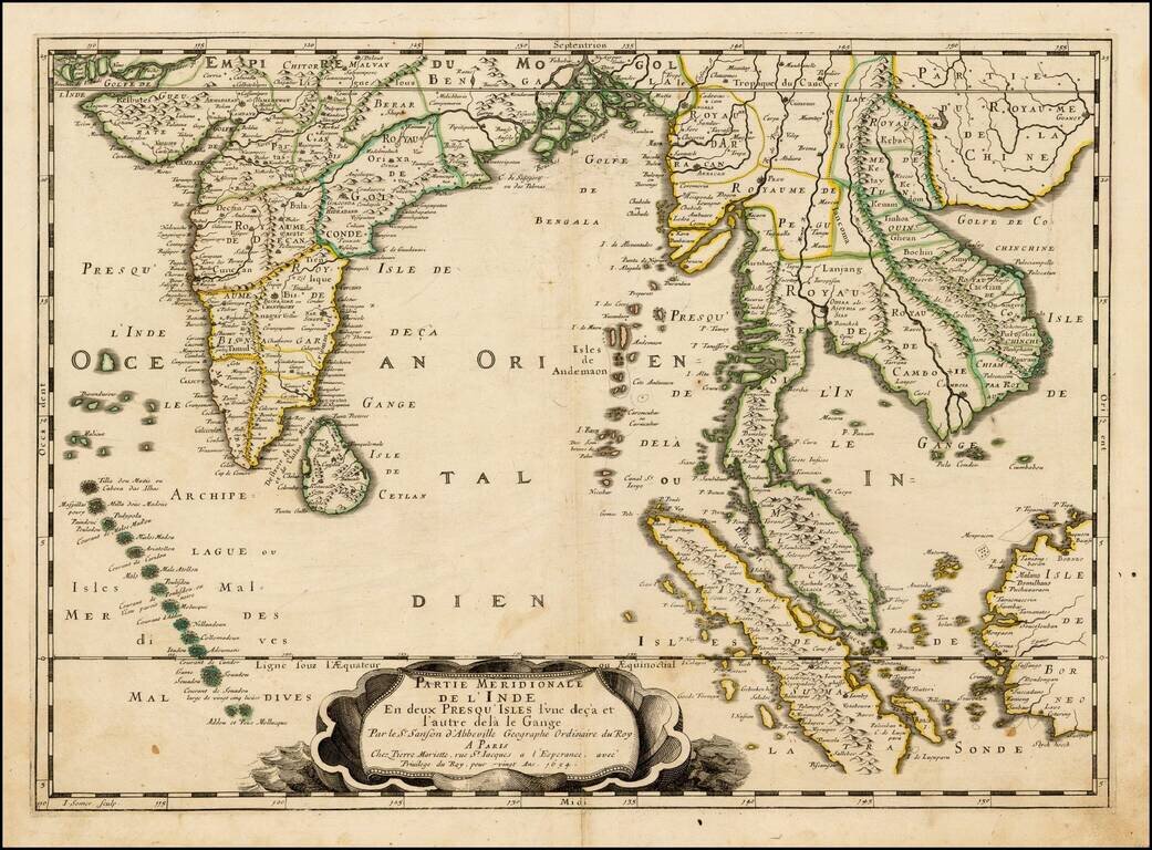 Partie Meridionale De L'Inde En deux Presqu'Isles l'une deca et l'autre Gange . . .1654