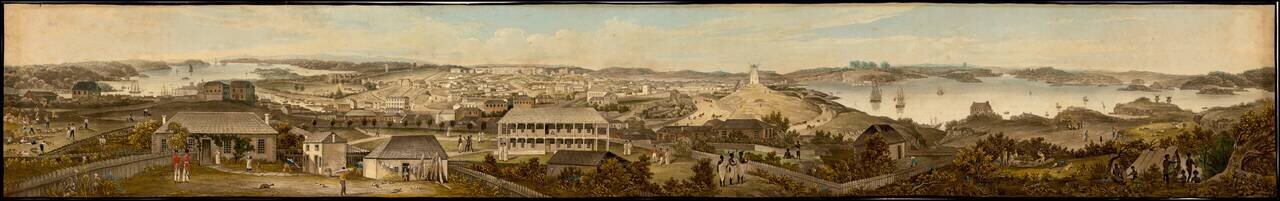 [Sydney, Australia] Panorama du Port Jackson et de la ville de Sidney [i.e. Sydney], pris du'une colline pres de la riviere de Parramatta