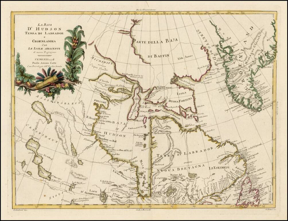 La Baja D'Hudson Terra Di Labrador e Groenlandia Con Le Isole Adiacenti . . . 1778
