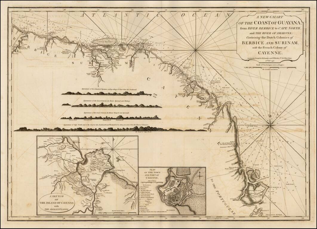 A New Chart of the Coast of Guayana, from River Berbice to Cape North and the Rivers of Amazons, Containing the Dutch Colonies Berbice and Surinam, and the French Colony of Cayenne. . . 1796