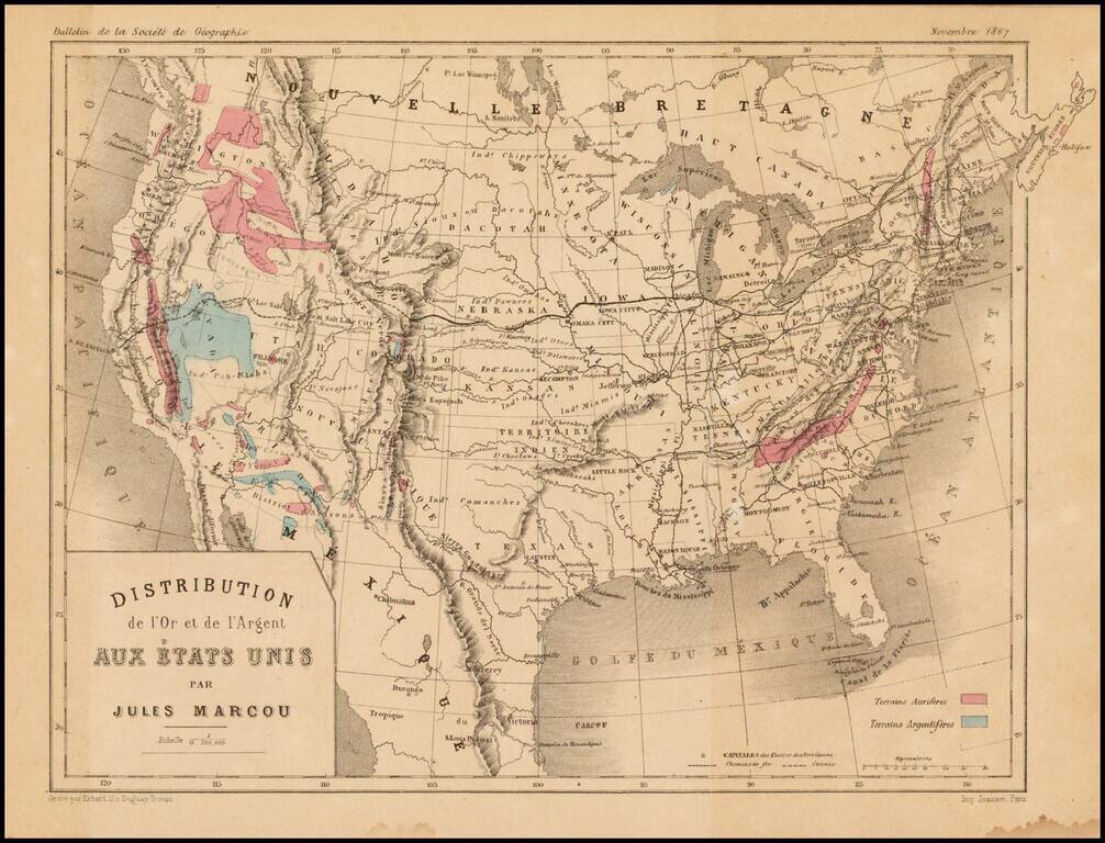 Distribution de l'or et de l'Argent Aux Etats Unis Par Jules Marcou