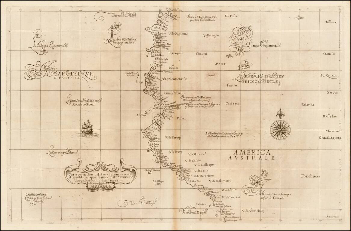 Carta particolare del'Peru che comincia con il capo di Guanapo e finisce con il C. S: Francesco . . .