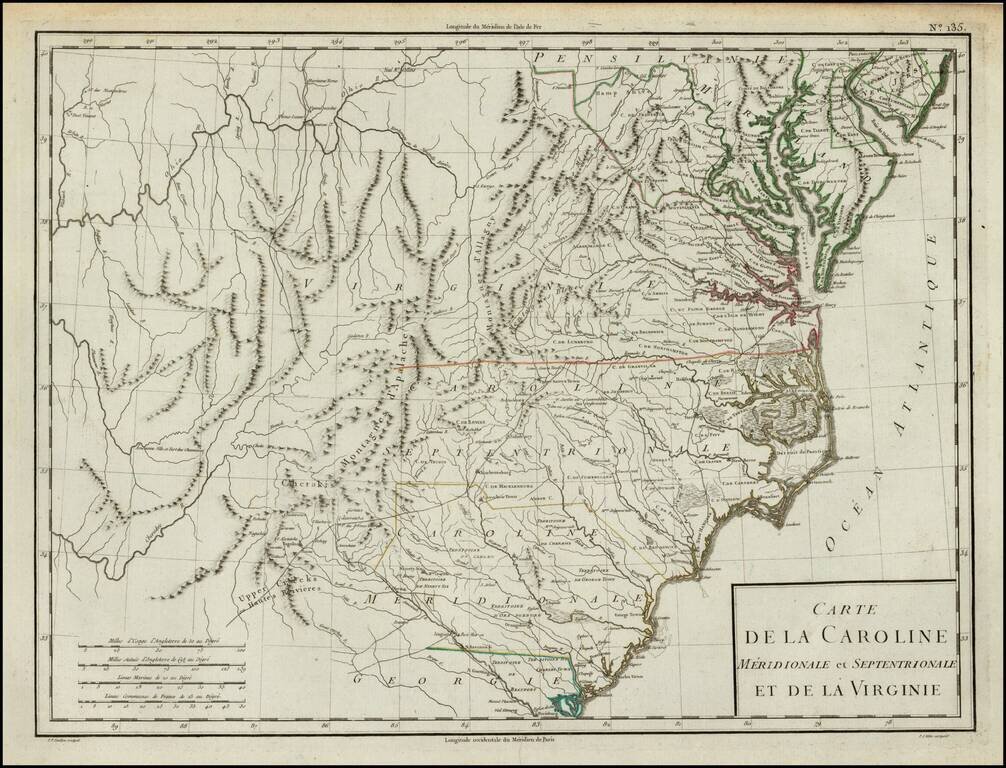Carte De La Caroline Meridionale et Septentrionale et de La Virginie
