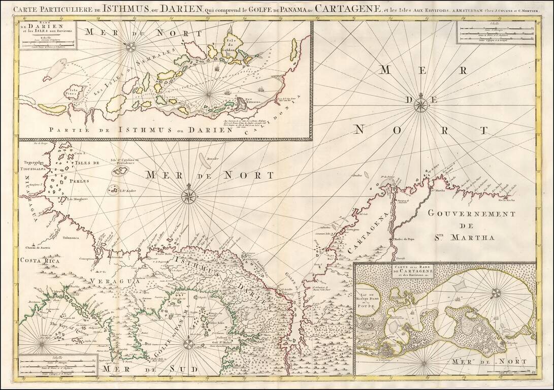 Carte Particuliere de Isthmus ou Darien qui Comprend le Golfe de Panama &c. Cartagena, et les Isles aux Environs