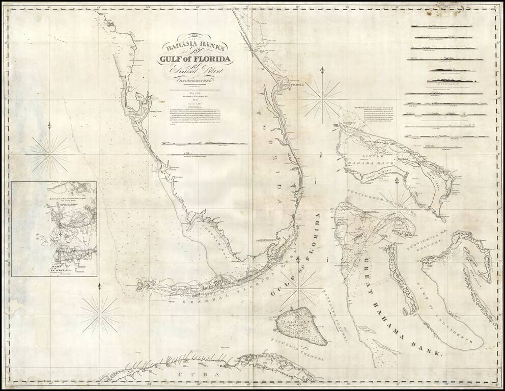 The Bahama Banks and Gulf of Florida  By Edmund Blunt Hydrographer .  . 1833.  Additions to 1834.