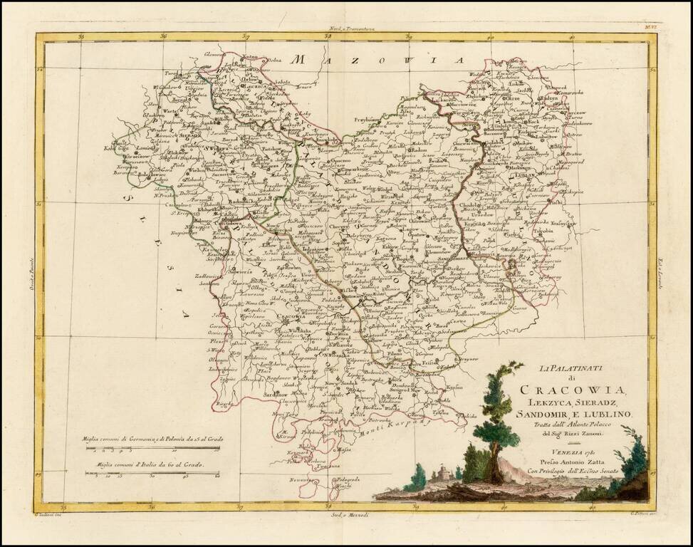 Li Palatinati di Cracowia, Lekzyca, Sieradz, Sandomir, E Lublino.  Tratta dall' Atlante Poacco . . . 1781